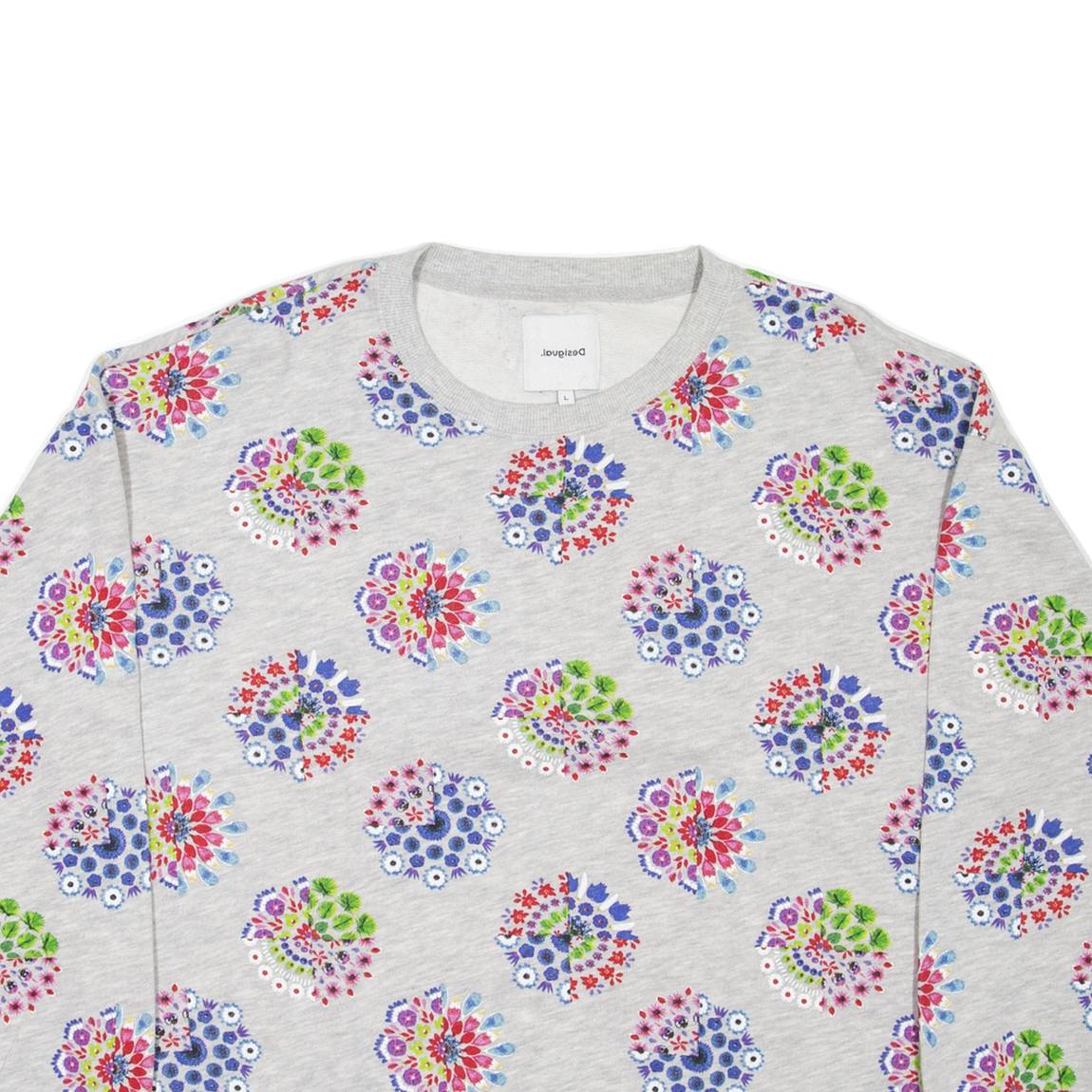 DESIGUAL Womens Patterned Jumper Grey Floral L