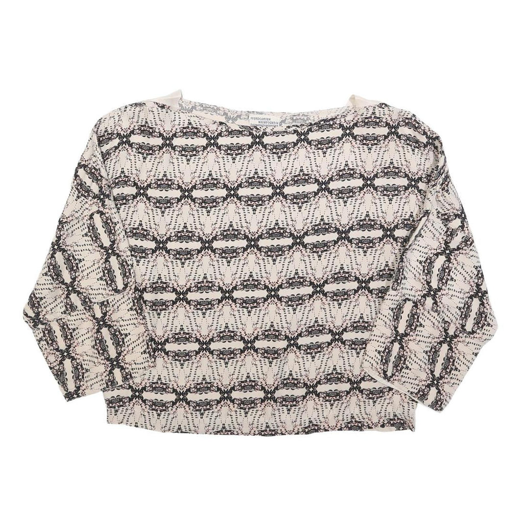 BAUM UND PFERDGARTEN Womens Cream & Black Printed Blouse Long Sleeve Round Neck