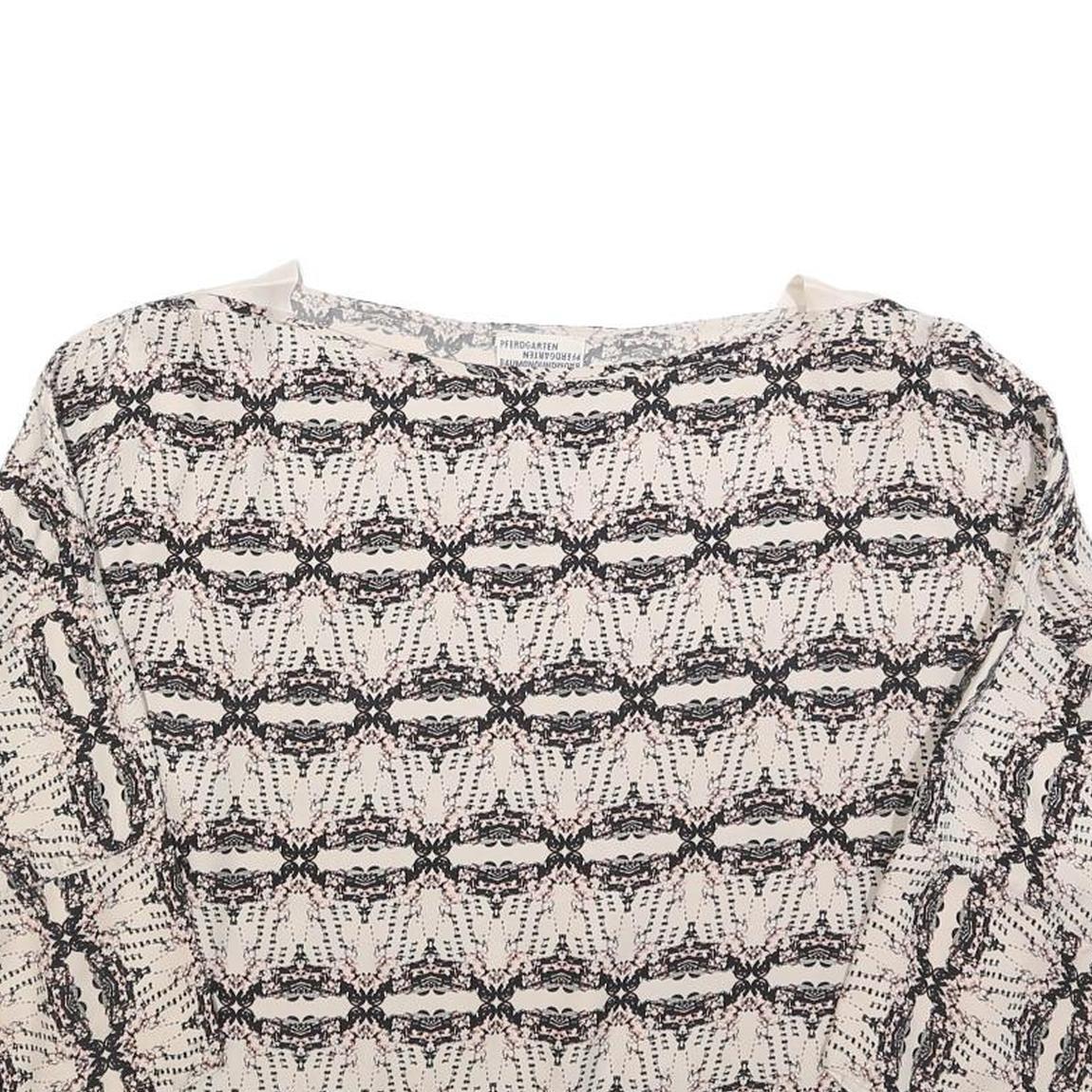 BAUM UND PFERDGARTEN Womens Cream & Black Printed Blouse Long Sleeve Round Neck