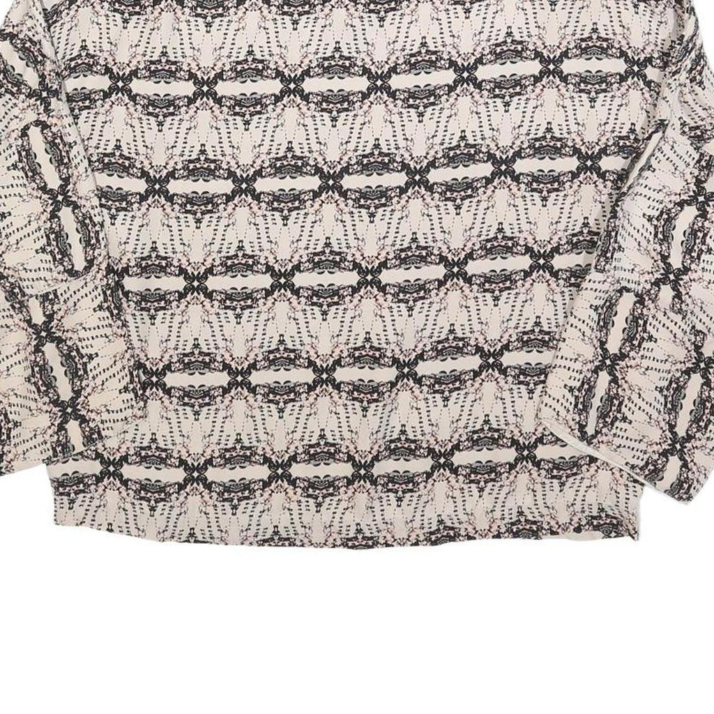 BAUM UND PFERDGARTEN Womens Cream & Black Printed Blouse Long Sleeve Round Neck