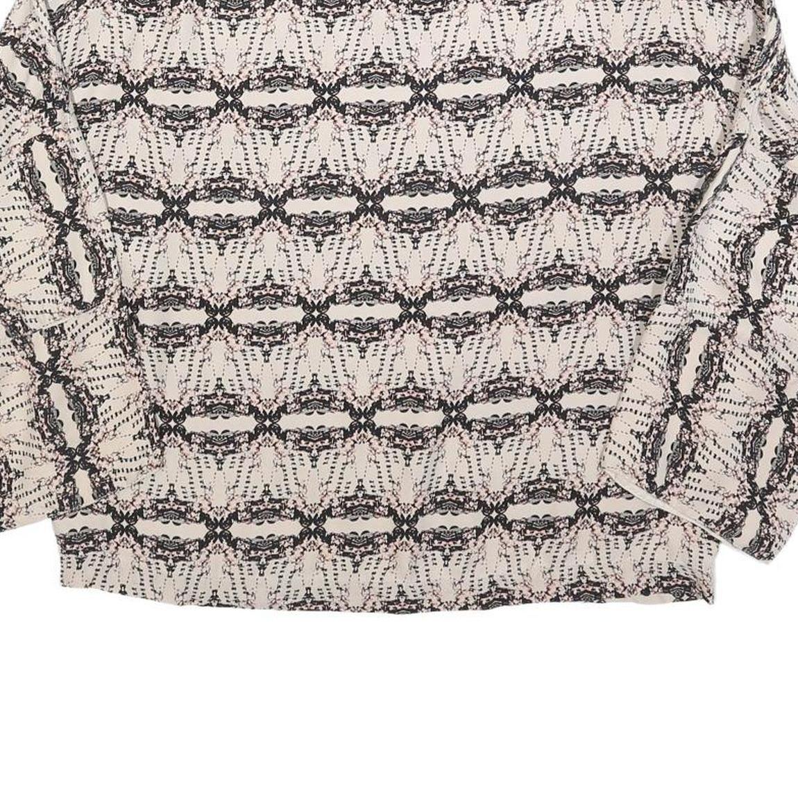 BAUM UND PFERDGARTEN Womens Cream & Black Printed Blouse Long Sleeve Round Neck