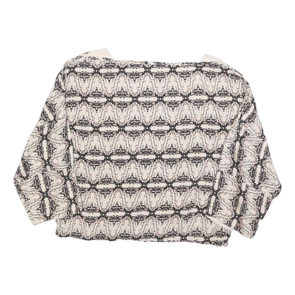 BAUM UND PFERDGARTEN Womens Cream & Black Printed Blouse Long Sleeve Round Neck