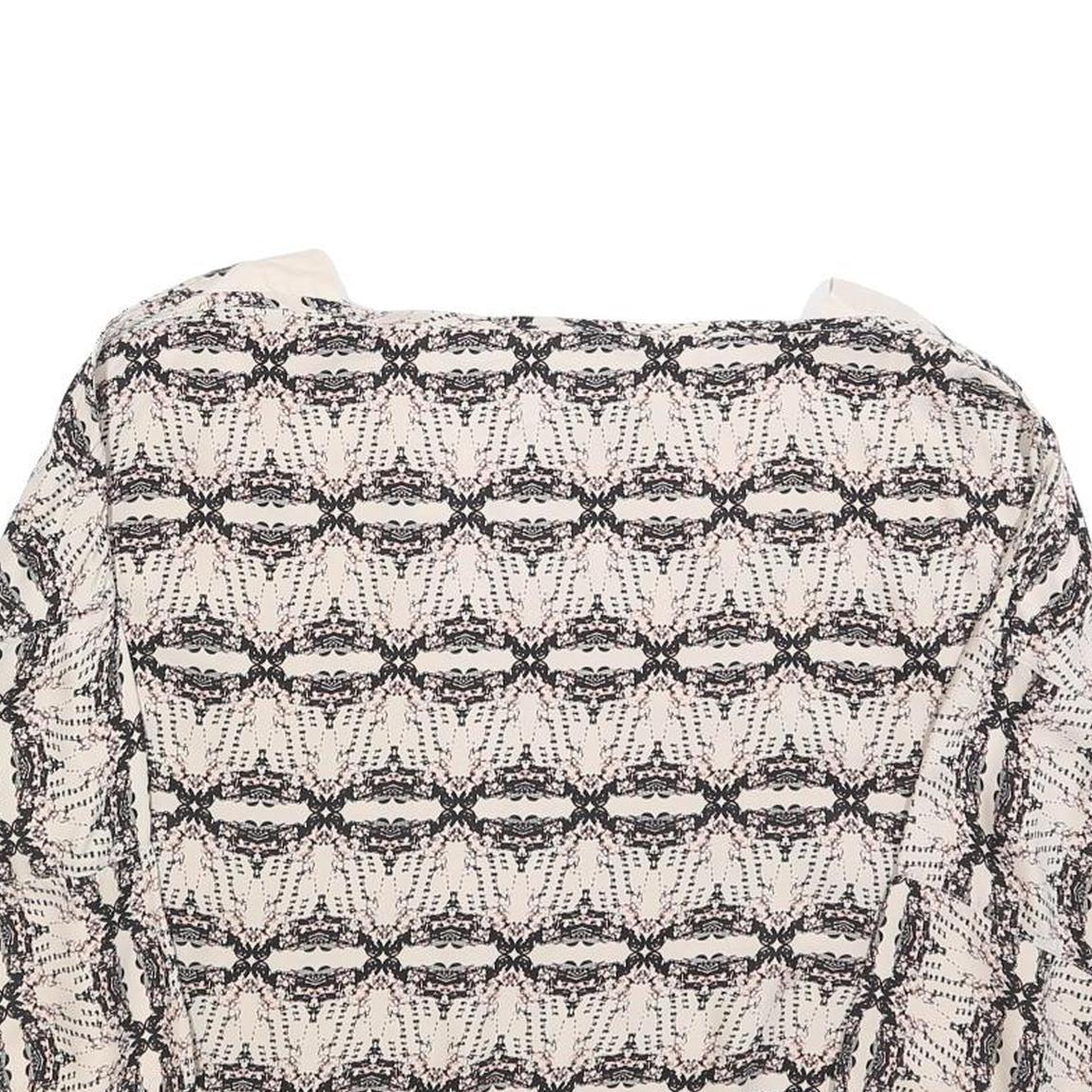 BAUM UND PFERDGARTEN Womens Cream & Black Printed Blouse Long Sleeve Round Neck