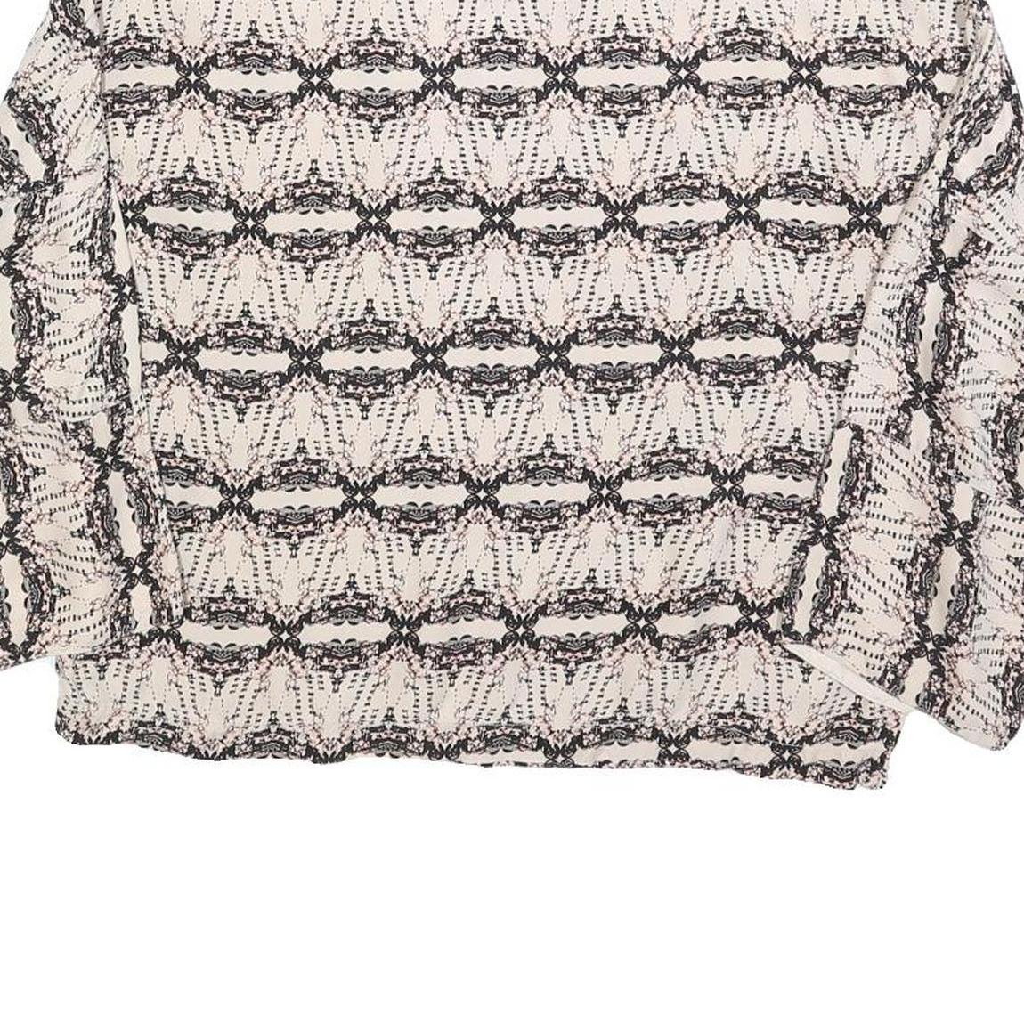 BAUM UND PFERDGARTEN Womens Cream & Black Printed Blouse Long Sleeve Round Neck