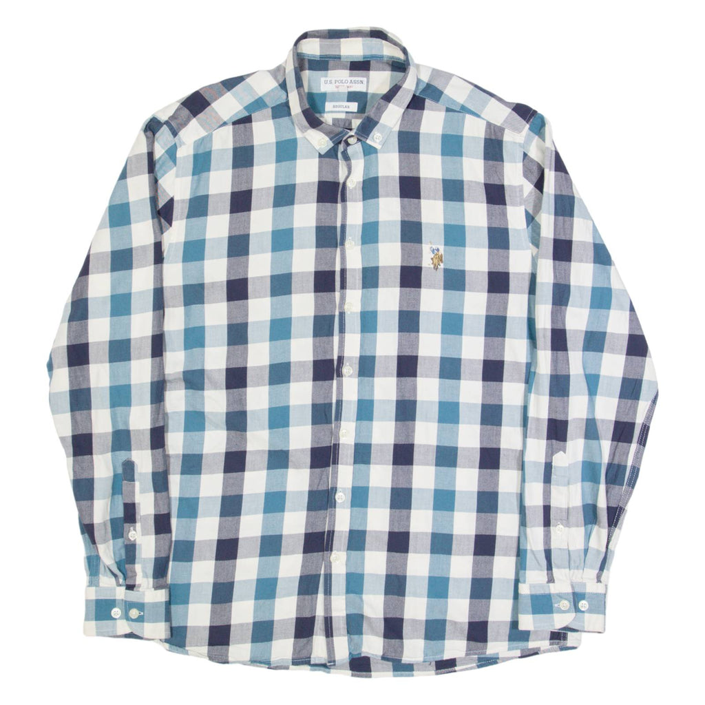 U.S. POLO ASSN Mens Shirt Blue Check Long Sleeve L