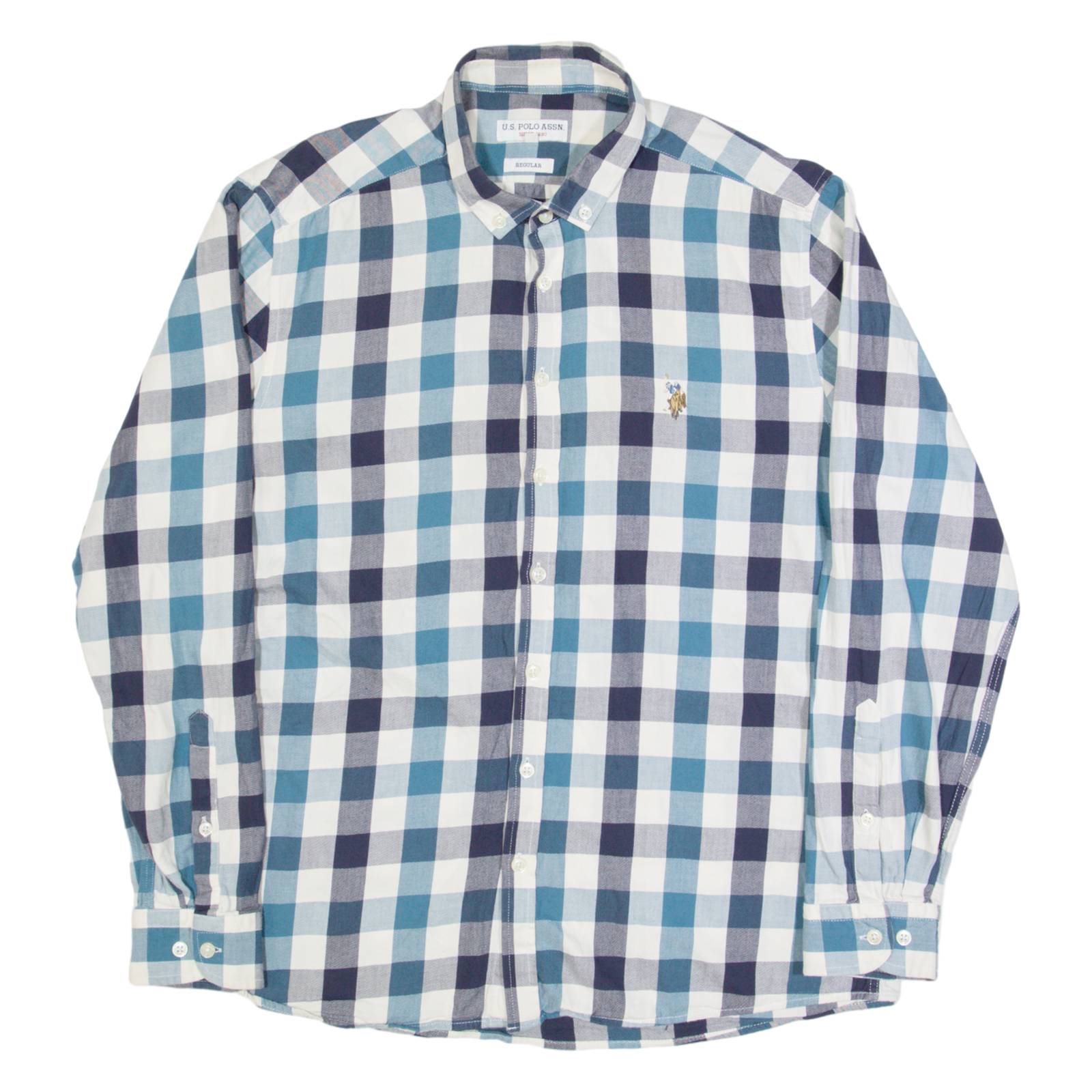 U.S. POLO ASSN Mens Shirt Blue Check Long Sleeve L