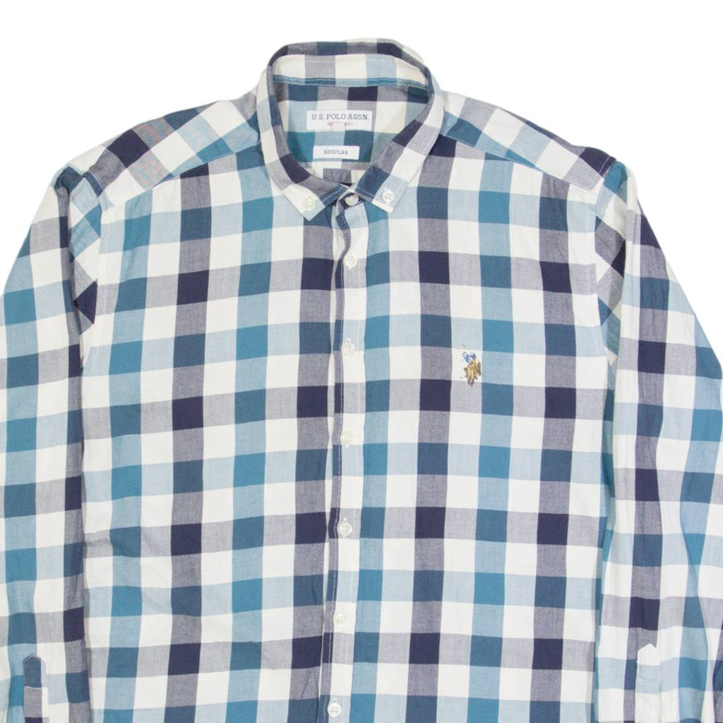 U.S. POLO ASSN Mens Shirt Blue Check Long Sleeve L