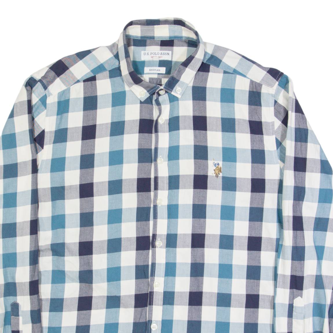 U.S. POLO ASSN Mens Shirt Blue Check Long Sleeve L