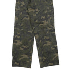 WORK-WEAR Mens Cotton Blend Green Camouflage Regular Cargo Trousers W27 L29 Work