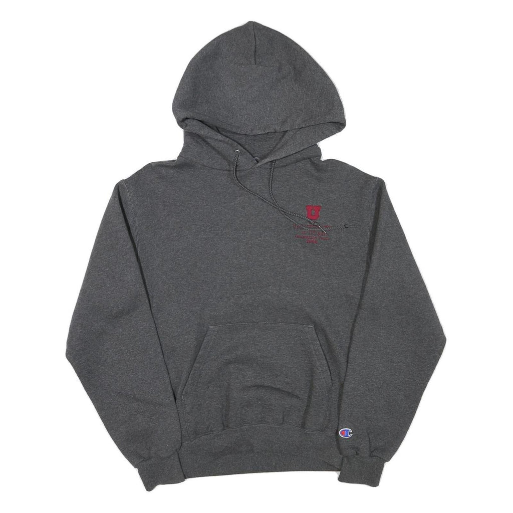 CHAMPION Mens Grey University Logo Pullover Hoodie S Cotton Blend Comfortable