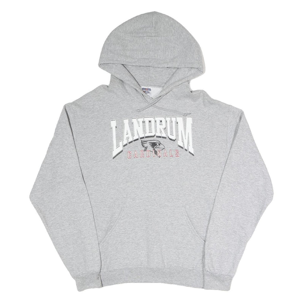 JERZEES Mens Grey Landrum Cardinals Hoodie M Cotton Blend Pullover Sweatshirt