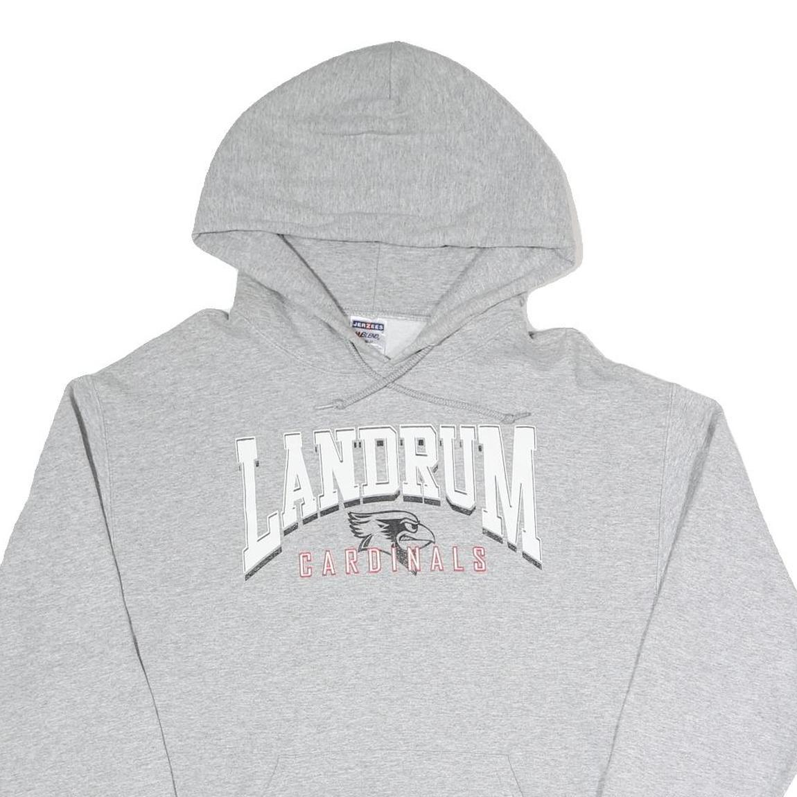 JERZEES Mens Grey Landrum Cardinals Hoodie M Cotton Blend Pullover Sweatshirt