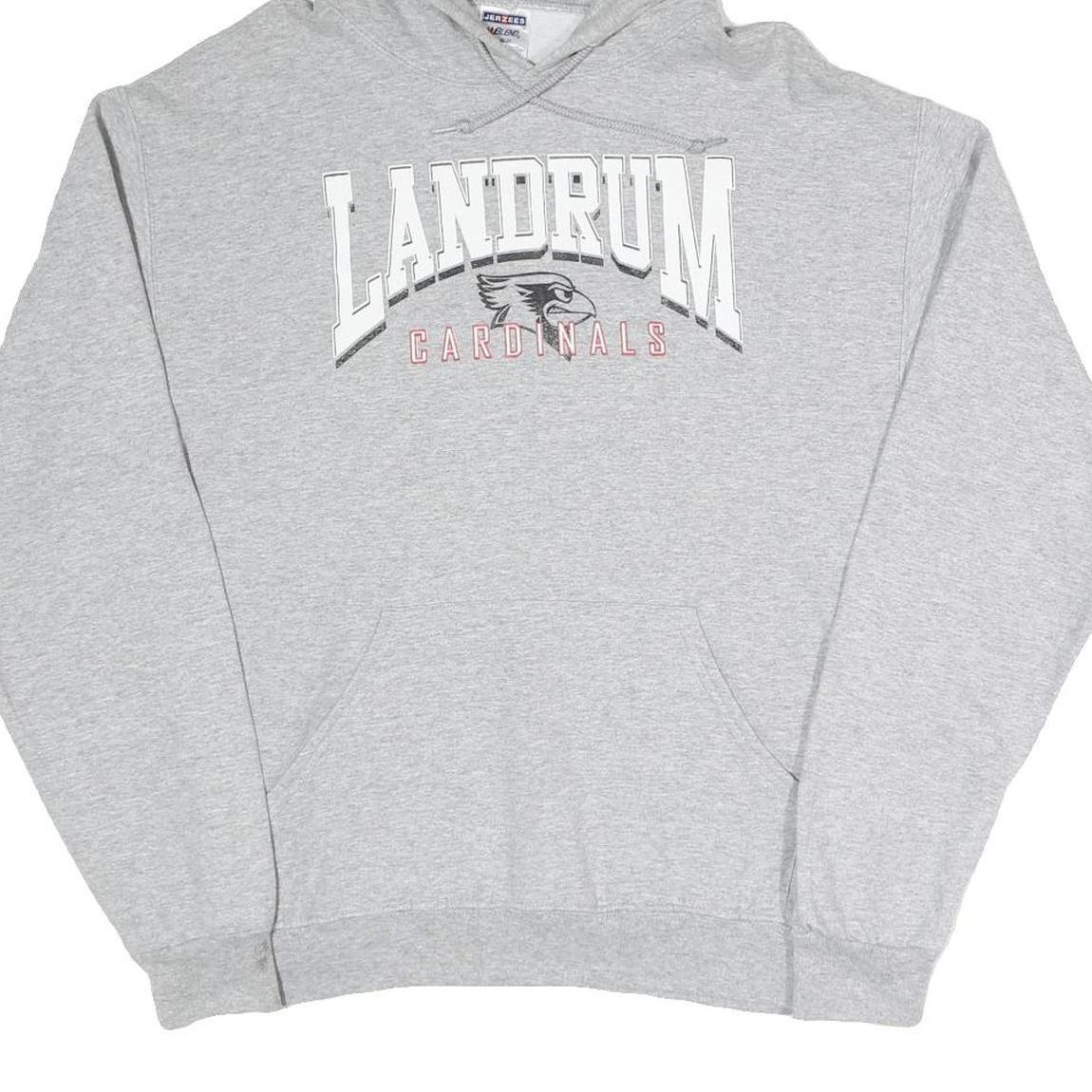 JERZEES Mens Grey Landrum Cardinals Hoodie M Cotton Blend Pullover Sweatshirt