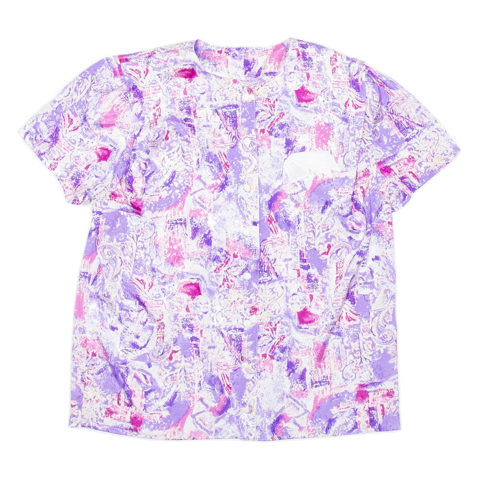 Womens Printed Blouse Purple Viscose Crazy Pattern M