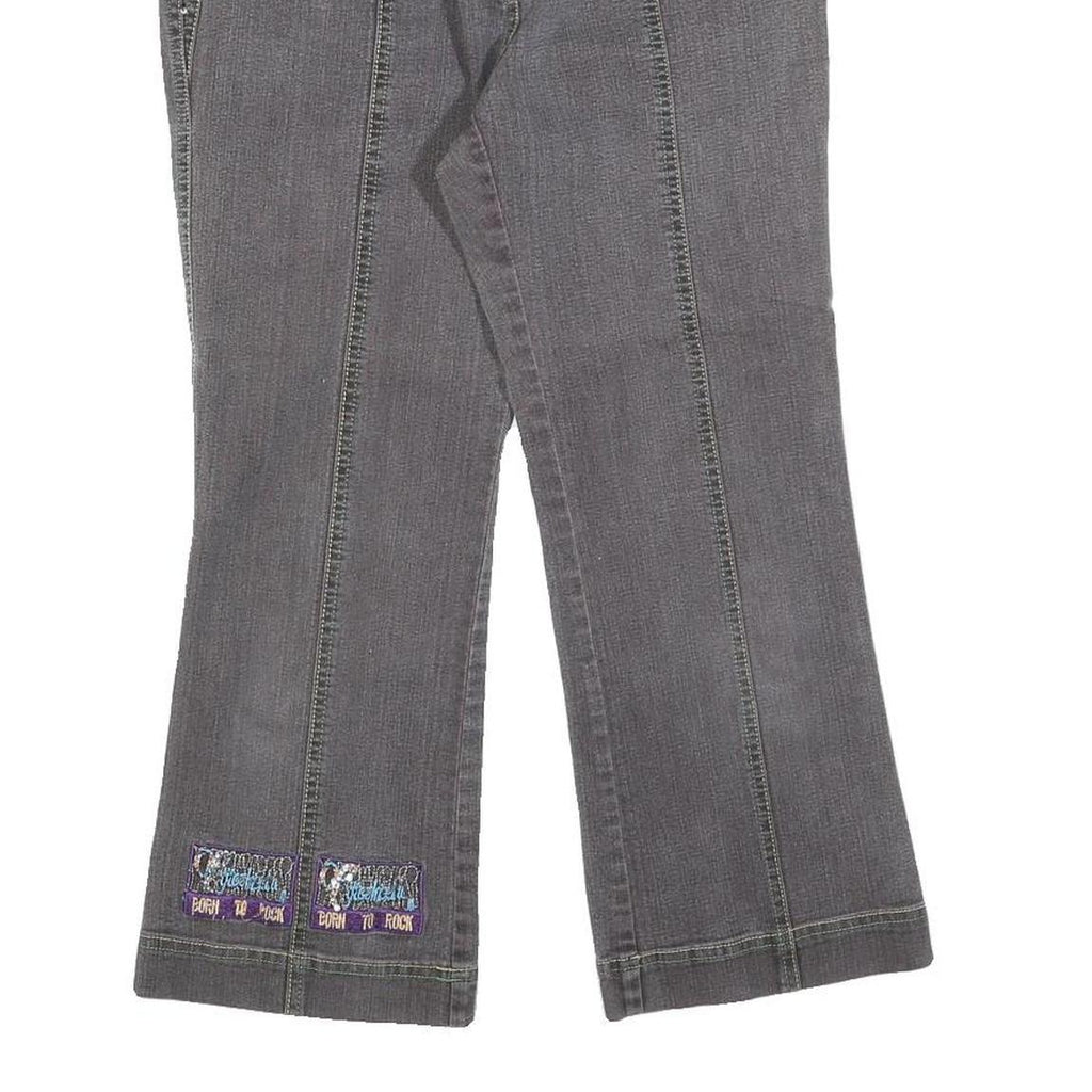 Womens Grey Regular Fit Straight Cotton Blend Jeans W26 L23 Stylish Details Zip