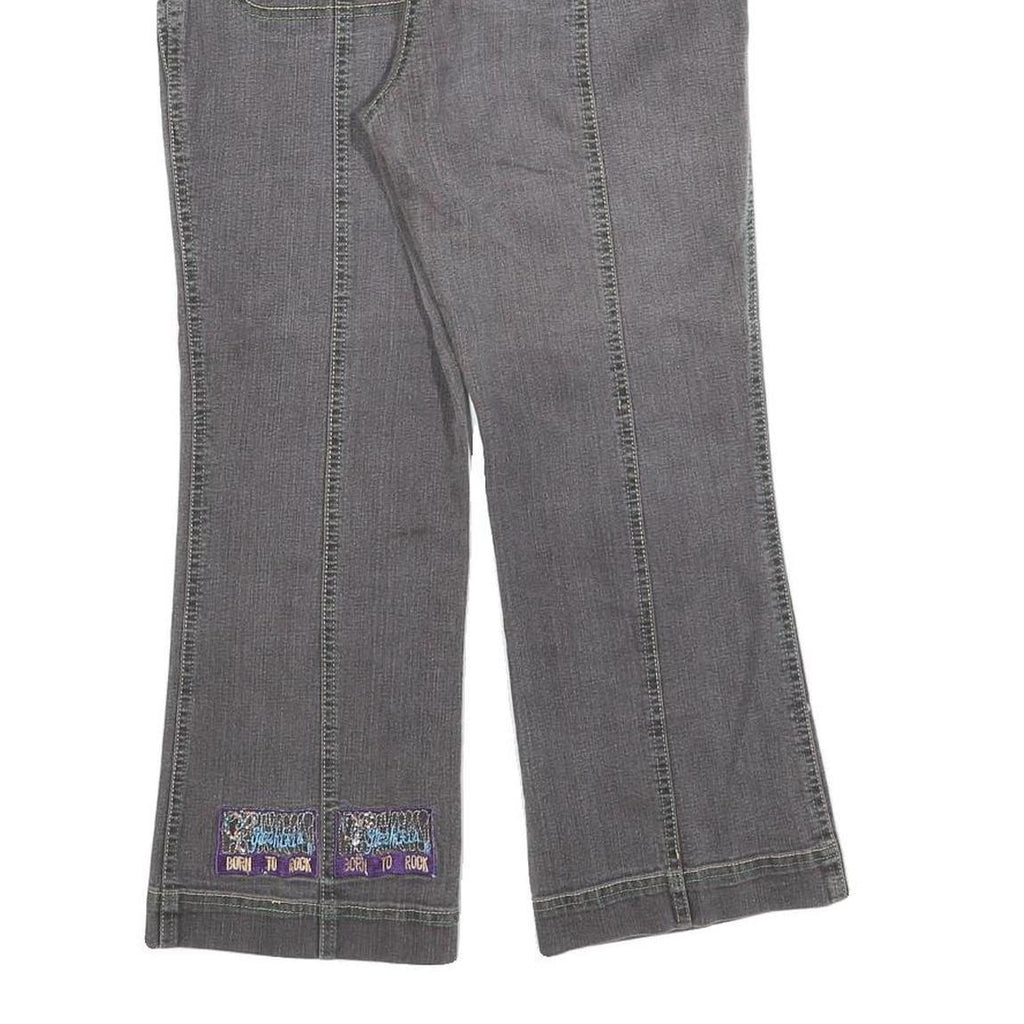 Womens Grey Regular Fit Straight Cotton Blend Jeans W26 L23 Stylish Details Zip