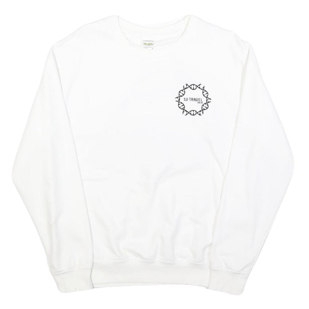 AWD Mens White Crew Neck M Travel Train Graphic Sweatshirt Cotton Blend