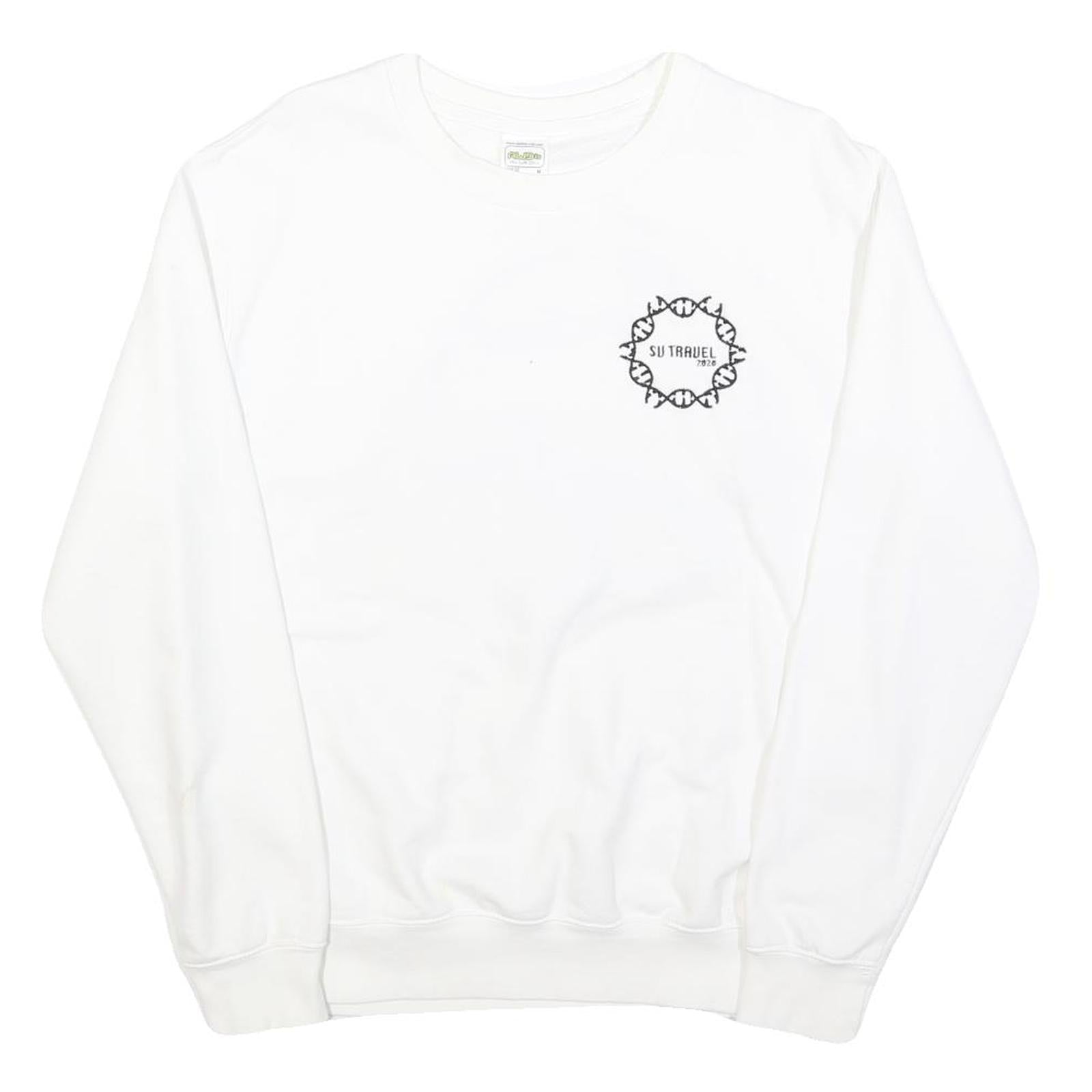 AWD Mens White Crew Neck M Travel Train Graphic Sweatshirt Cotton Blend