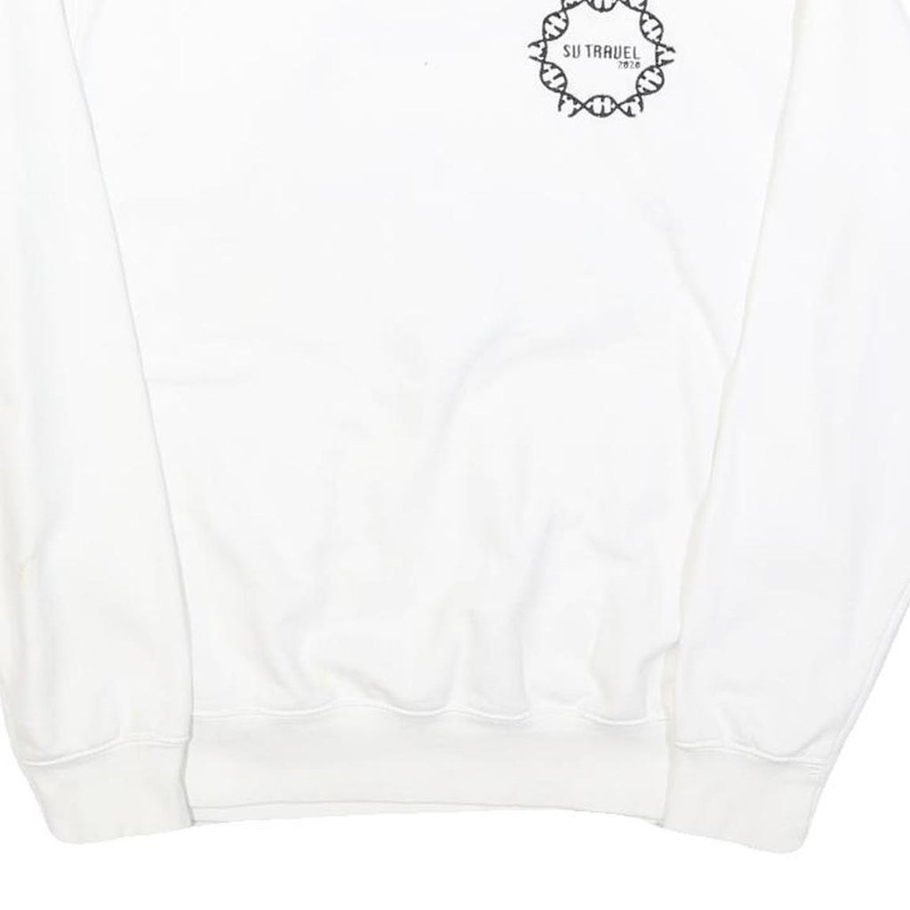 AWD Mens White Crew Neck M Travel Train Graphic Sweatshirt Cotton Blend