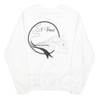 AWD Mens White Crew Neck M Travel Train Graphic Sweatshirt Cotton Blend