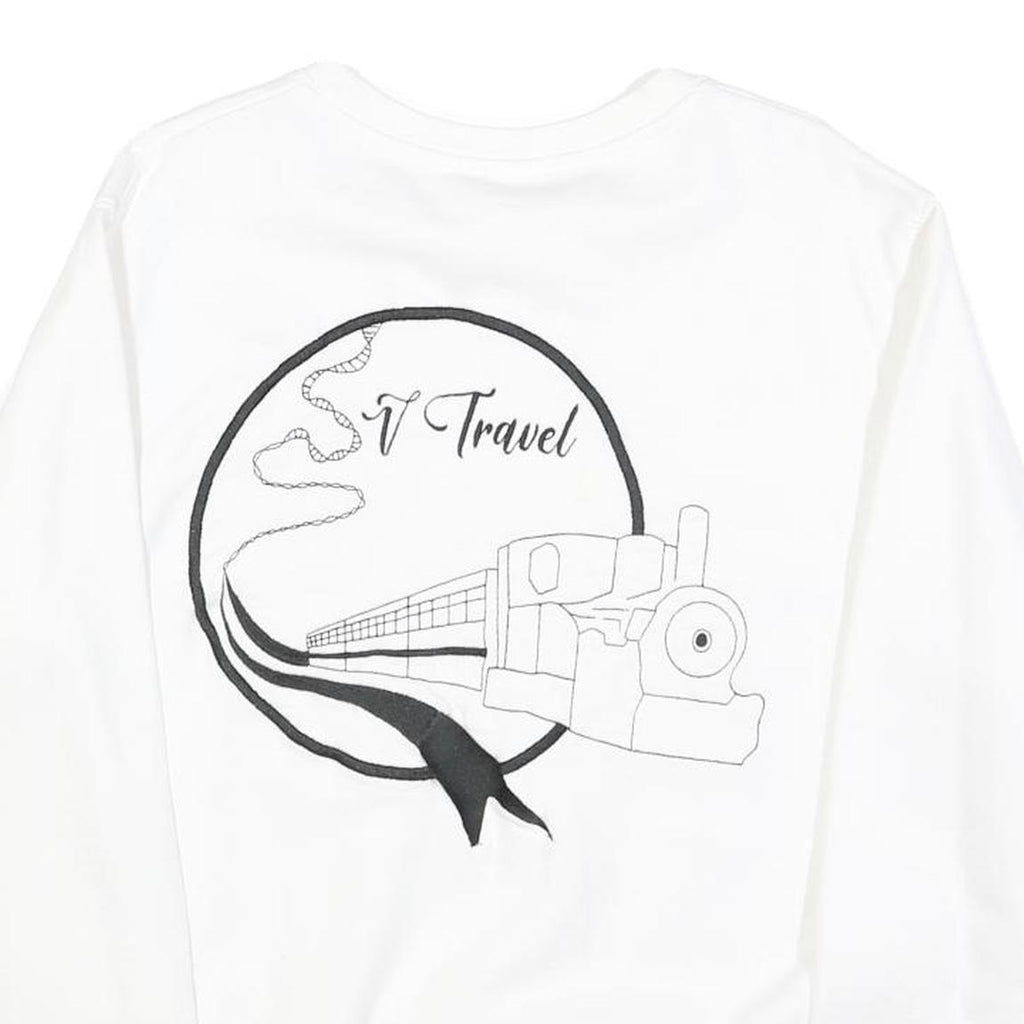 AWD Mens White Crew Neck M Travel Train Graphic Sweatshirt Cotton Blend