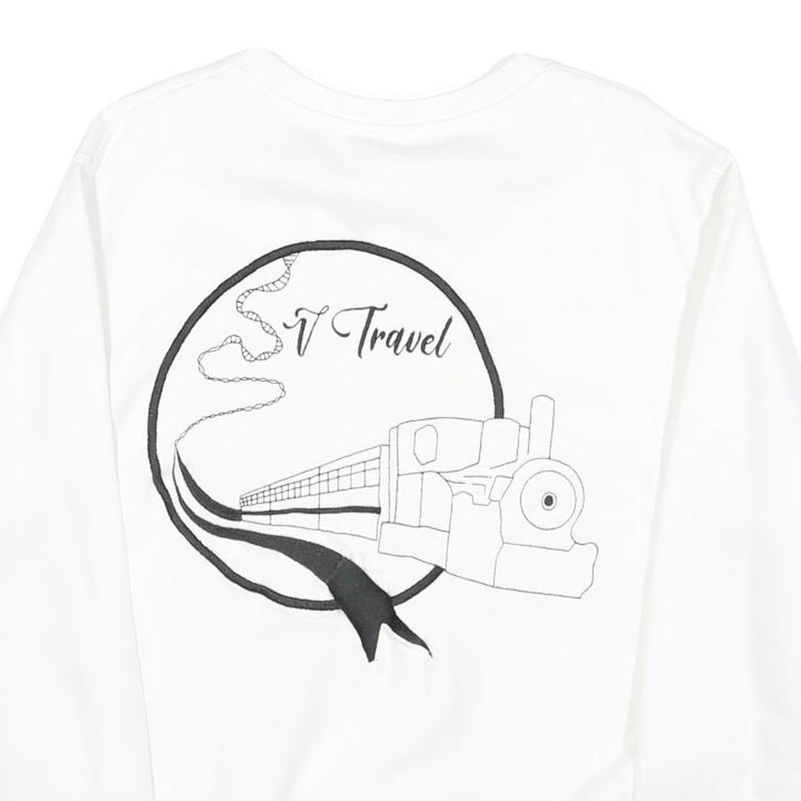 AWD Mens White Crew Neck M Travel Train Graphic Sweatshirt Cotton Blend