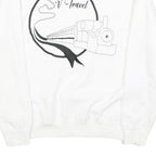 AWD Mens White Crew Neck M Travel Train Graphic Sweatshirt Cotton Blend