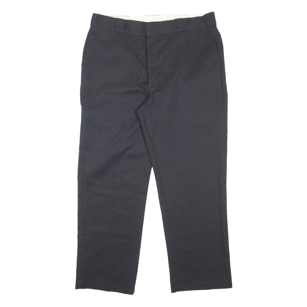 DICKIES Mens Cotton Blend Black Regular Straight Trousers W38 L30 Workwear Zip