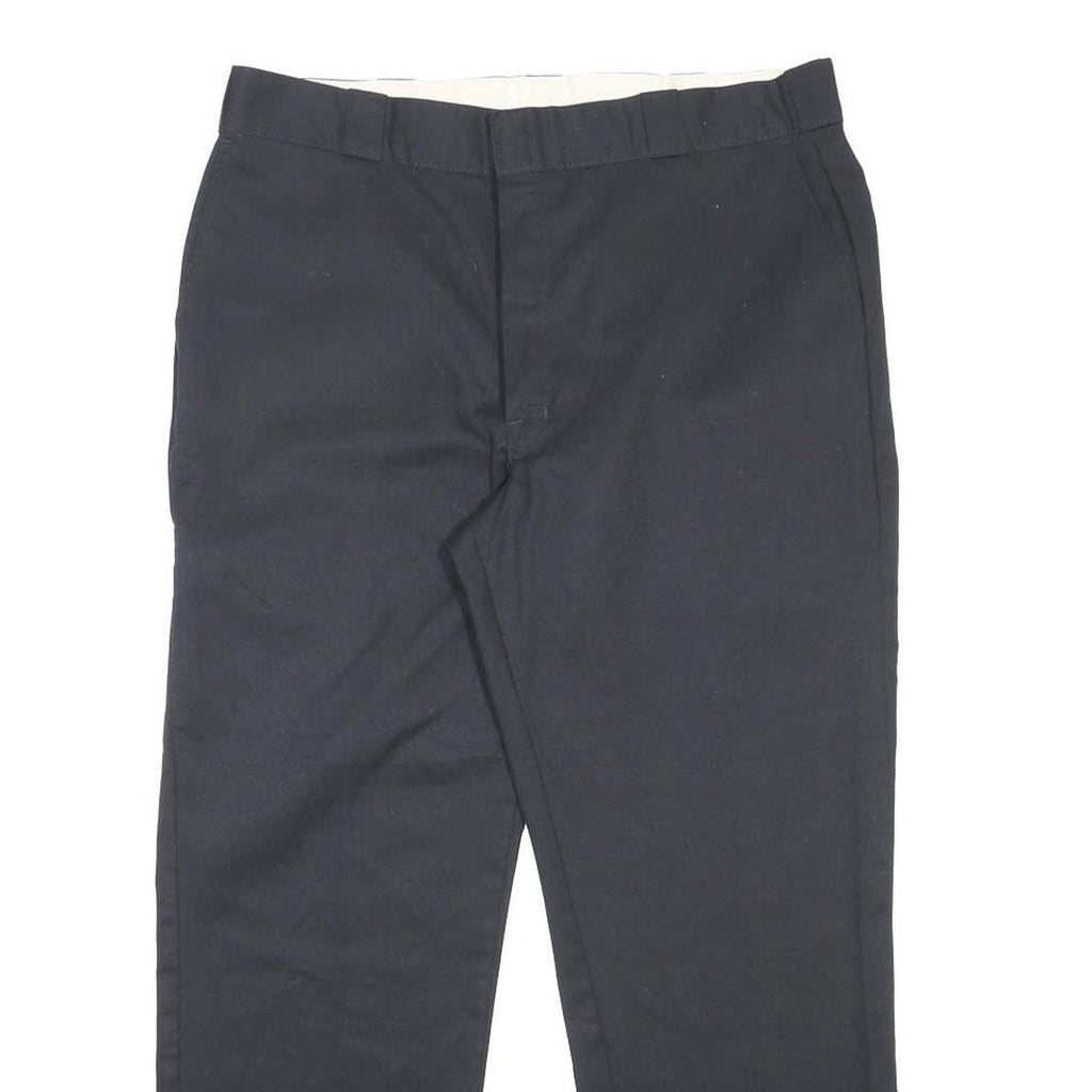 DICKIES Mens Cotton Blend Black Regular Straight Trousers W38 L30 Workwear Zip