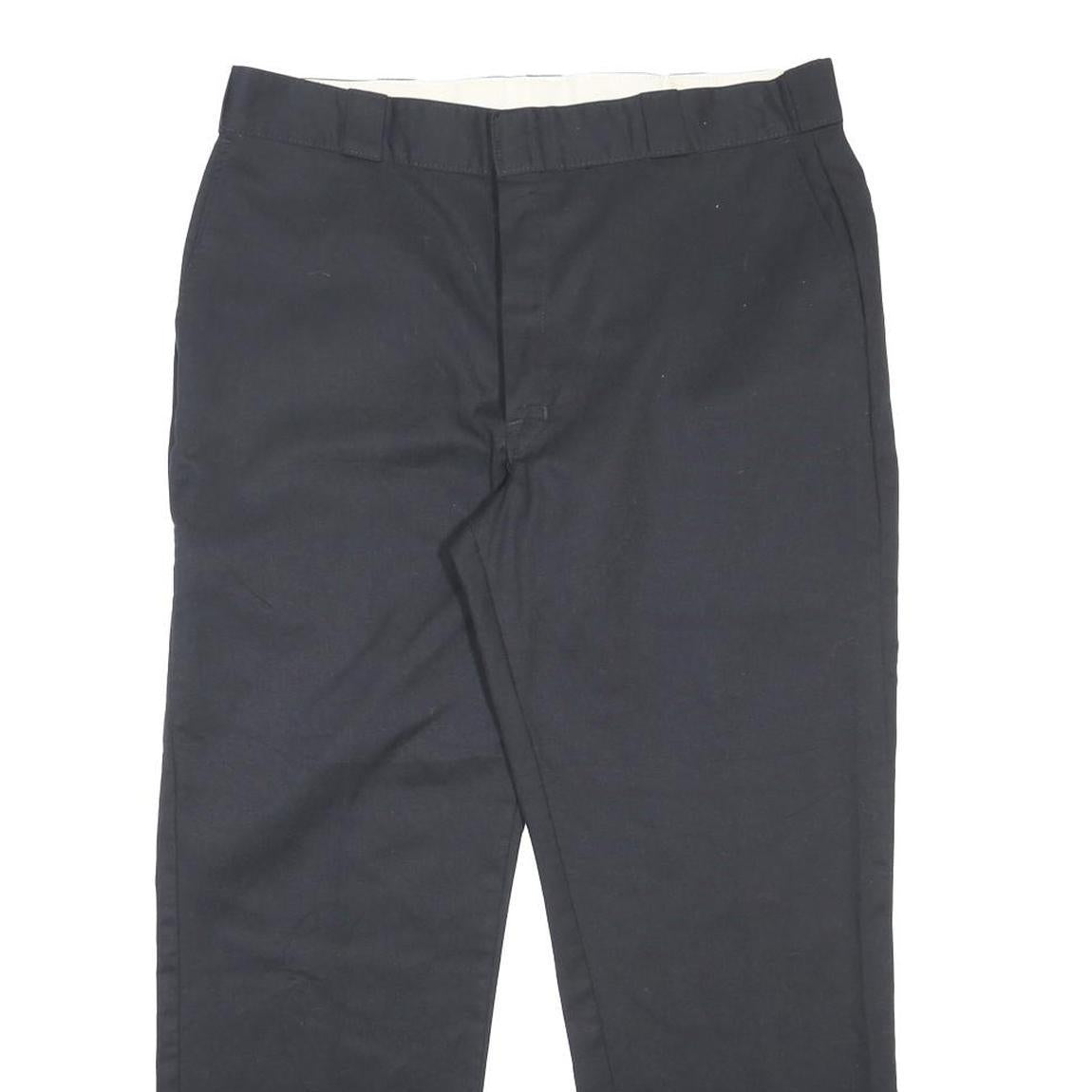 DICKIES Mens Cotton Blend Black Regular Straight Trousers W38 L30 Workwear Zip