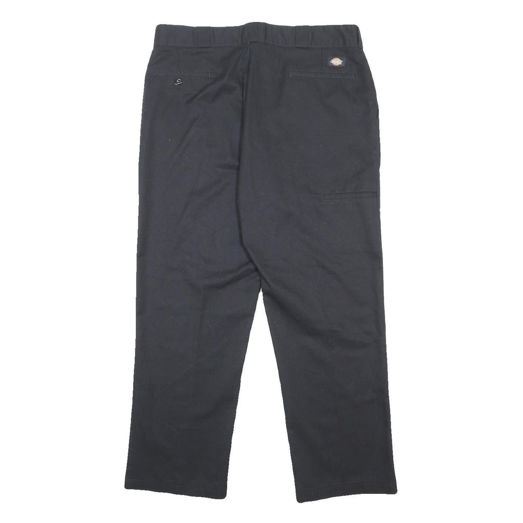DICKIES Mens Cotton Blend Black Regular Straight Trousers W38 L30 Workwear Zip