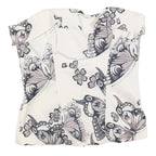 KAREN MILLEN Womens Cream Butterfly Printed Strapless Top UK 10 Zip Back