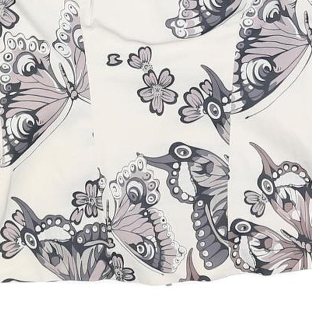 KAREN MILLEN Womens Cream Butterfly Printed Strapless Top UK 10 Zip Back