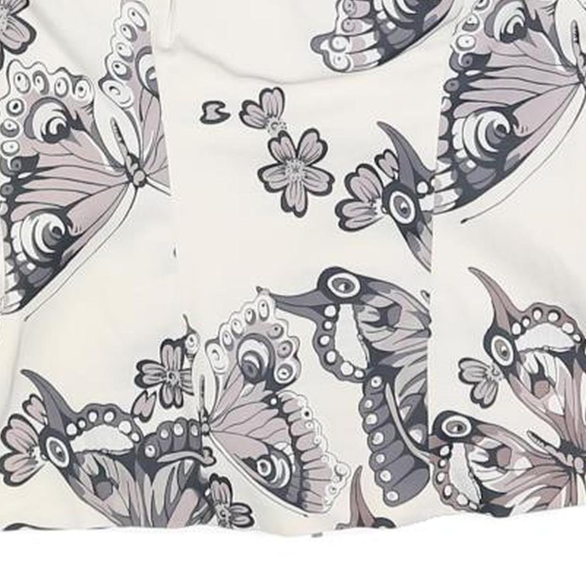 KAREN MILLEN Womens Cream Butterfly Printed Strapless Top UK 10 Zip Back