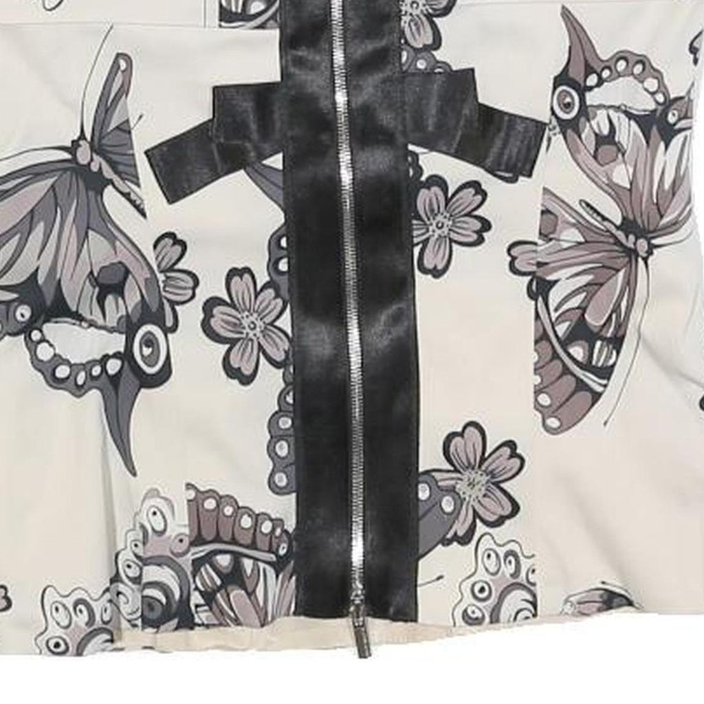 KAREN MILLEN Womens Cream Butterfly Printed Strapless Top UK 10 Zip Back