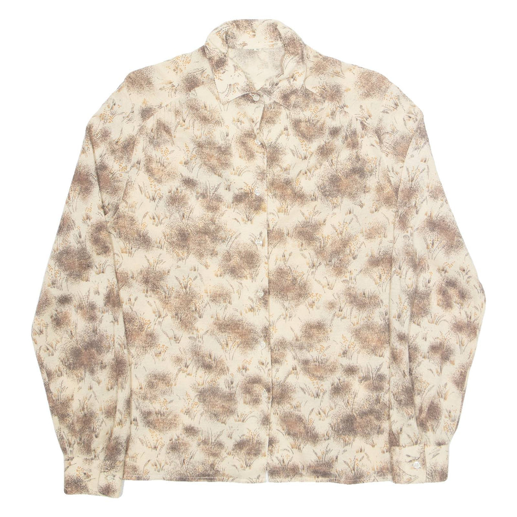 Womens Printed Shirt Brown Collared Long Sleeve Floral M