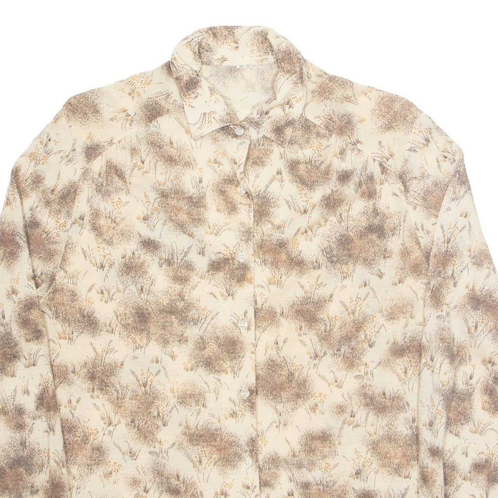 Womens Printed Shirt Brown Collared Long Sleeve Floral M