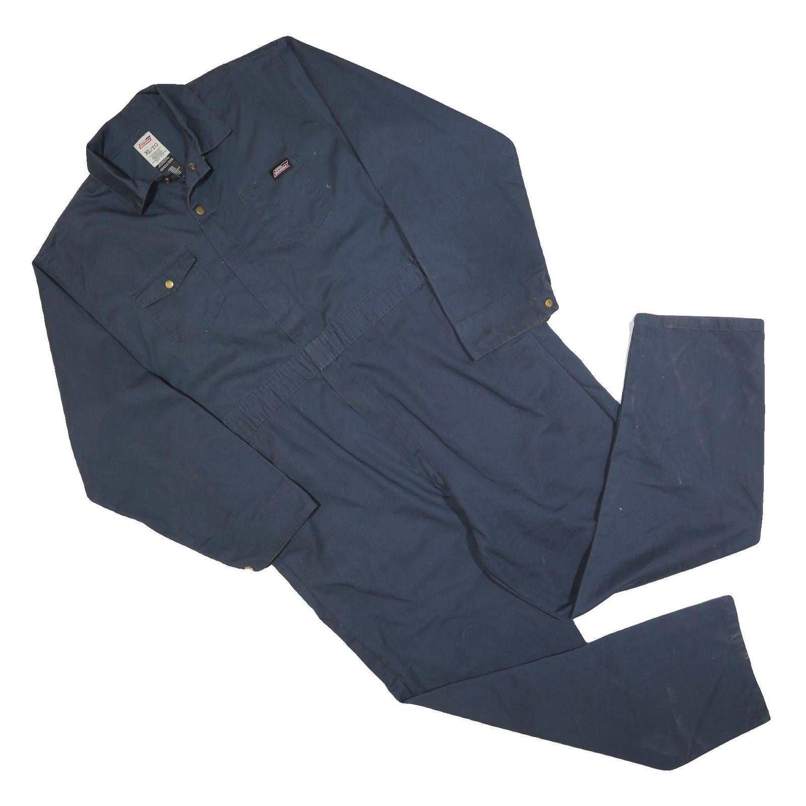 DICKIES Mens Blue Cotton Blend Regular Fit Dungarees XL W44 L30 Workwear