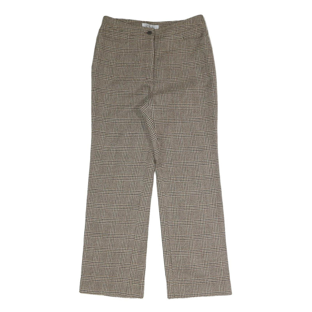 JOHANY Womens Regular Checked Trousers Beige W28 L27 Smart Casual Zip Closure