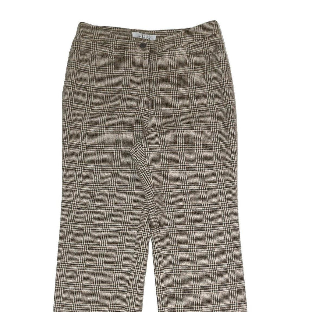 JOHANY Womens Regular Checked Trousers Beige W28 L27 Smart Casual Zip Closure