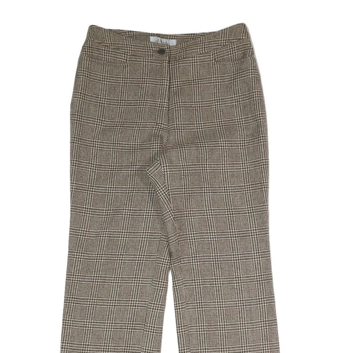 JOHANY Womens Regular Checked Trousers Beige W28 L27 Smart Casual Zip Closure