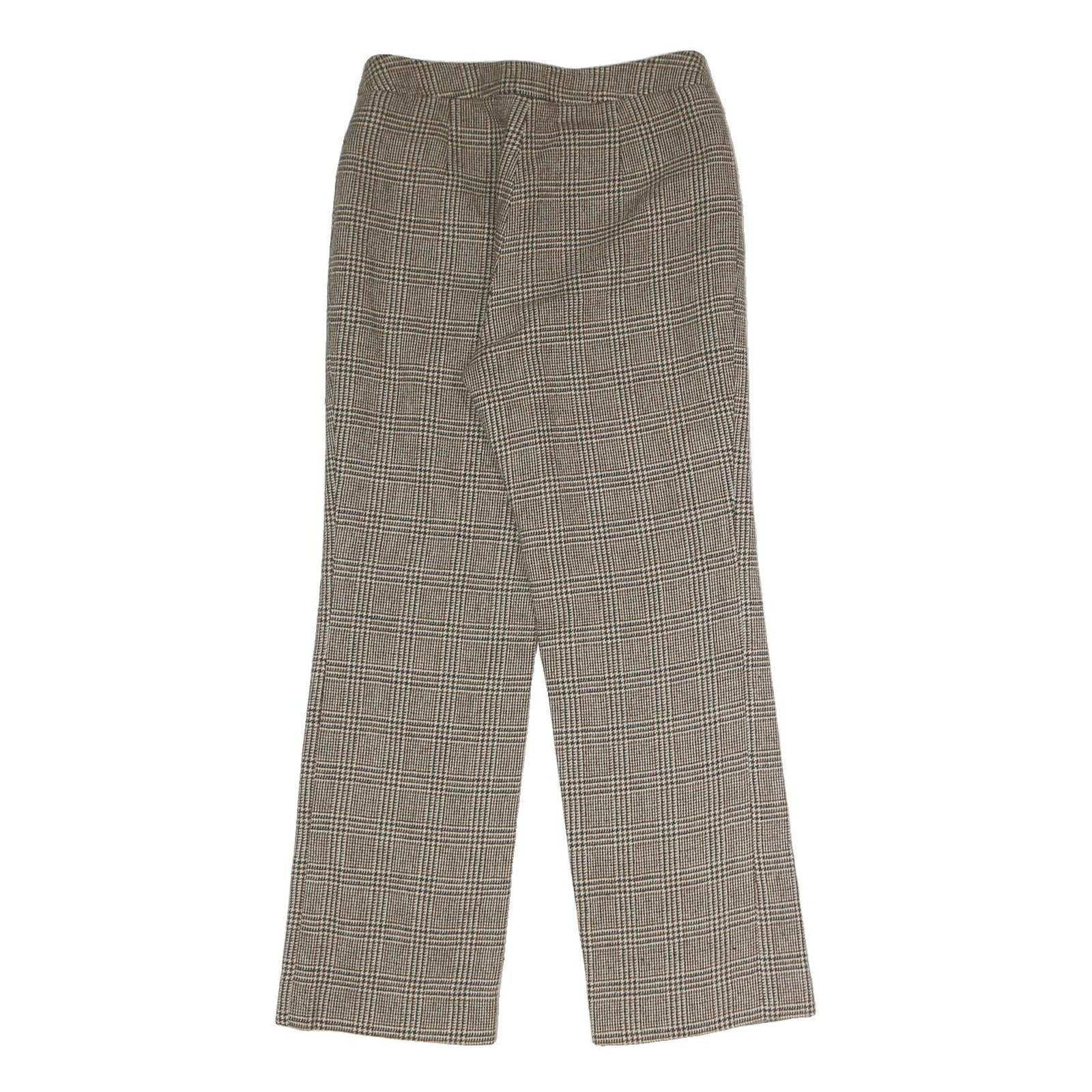 JOHANY Womens Regular Checked Trousers Beige W28 L27 Smart Casual Zip Closure