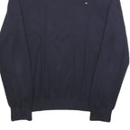 TOMMY HILFIGER Mens Navy Blue Plain Cotton Blend Crew Neck Basic Knit Jumper L