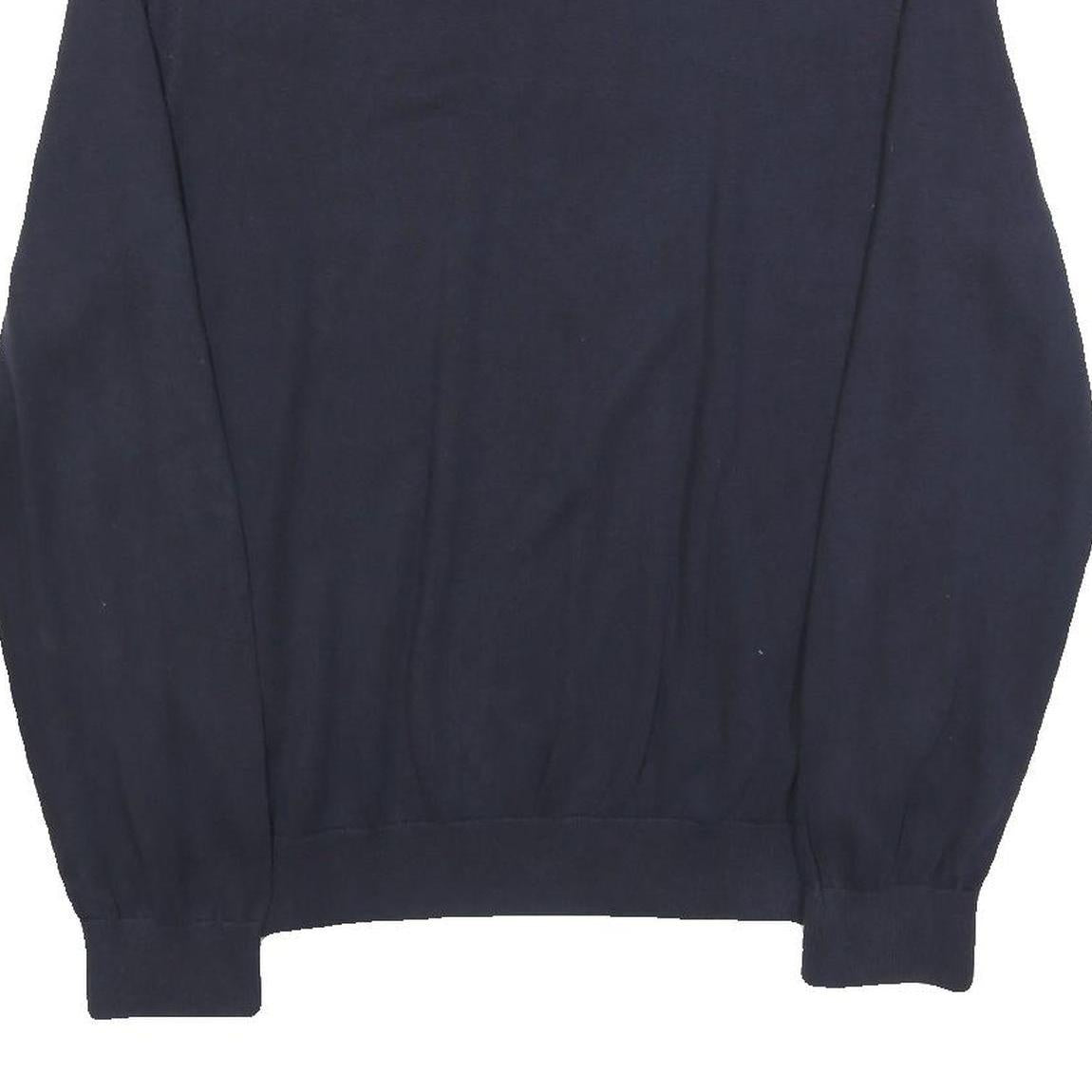 TOMMY HILFIGER Mens Navy Blue Plain Cotton Blend Crew Neck Basic Knit Jumper L