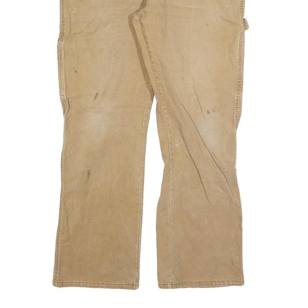 DICKIES Mens Regular Fit Beige Cotton Blend Straight Jeans W34 L30 Workwear Zip