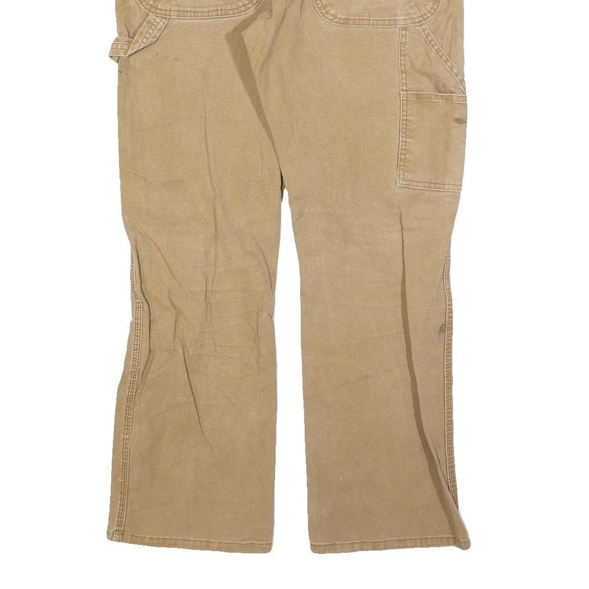 DICKIES Mens Regular Fit Beige Cotton Blend Straight Jeans W34 L30 Workwear Zip