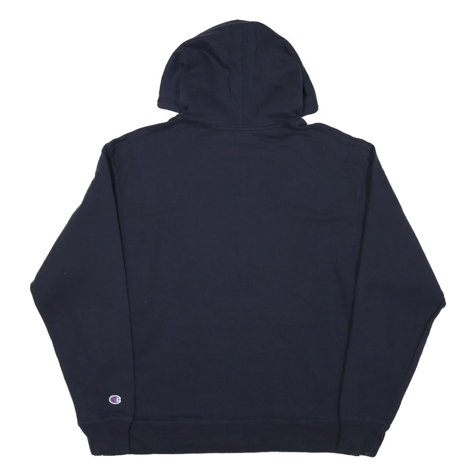 CHAMPION Mens Navy Blue Hoodie L Cotton Blend Pullover Casual Sportswear