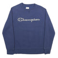 CHAMPION Mens Blue Crew Neck S Cotton Blend Logo Sweatshirt Pullover