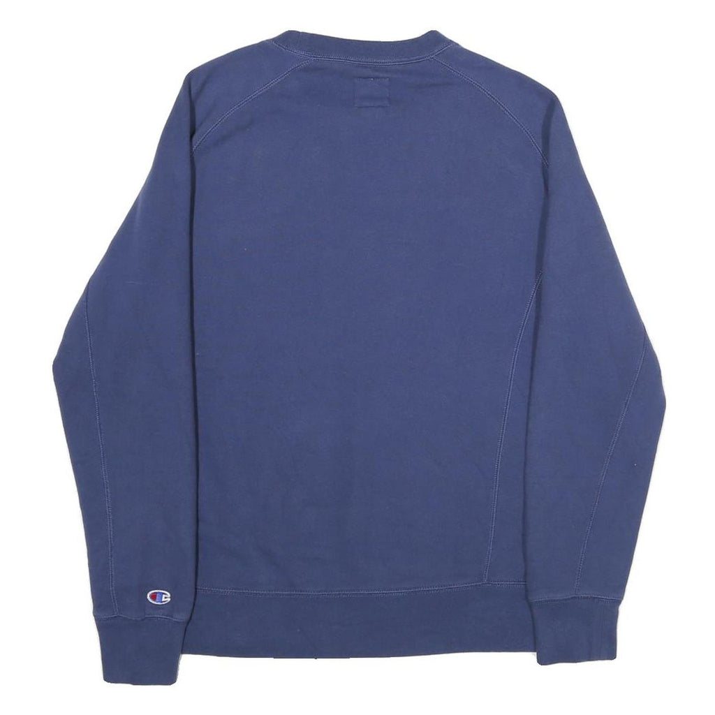 CHAMPION Mens Blue Crew Neck S Cotton Blend Logo Sweatshirt Pullover