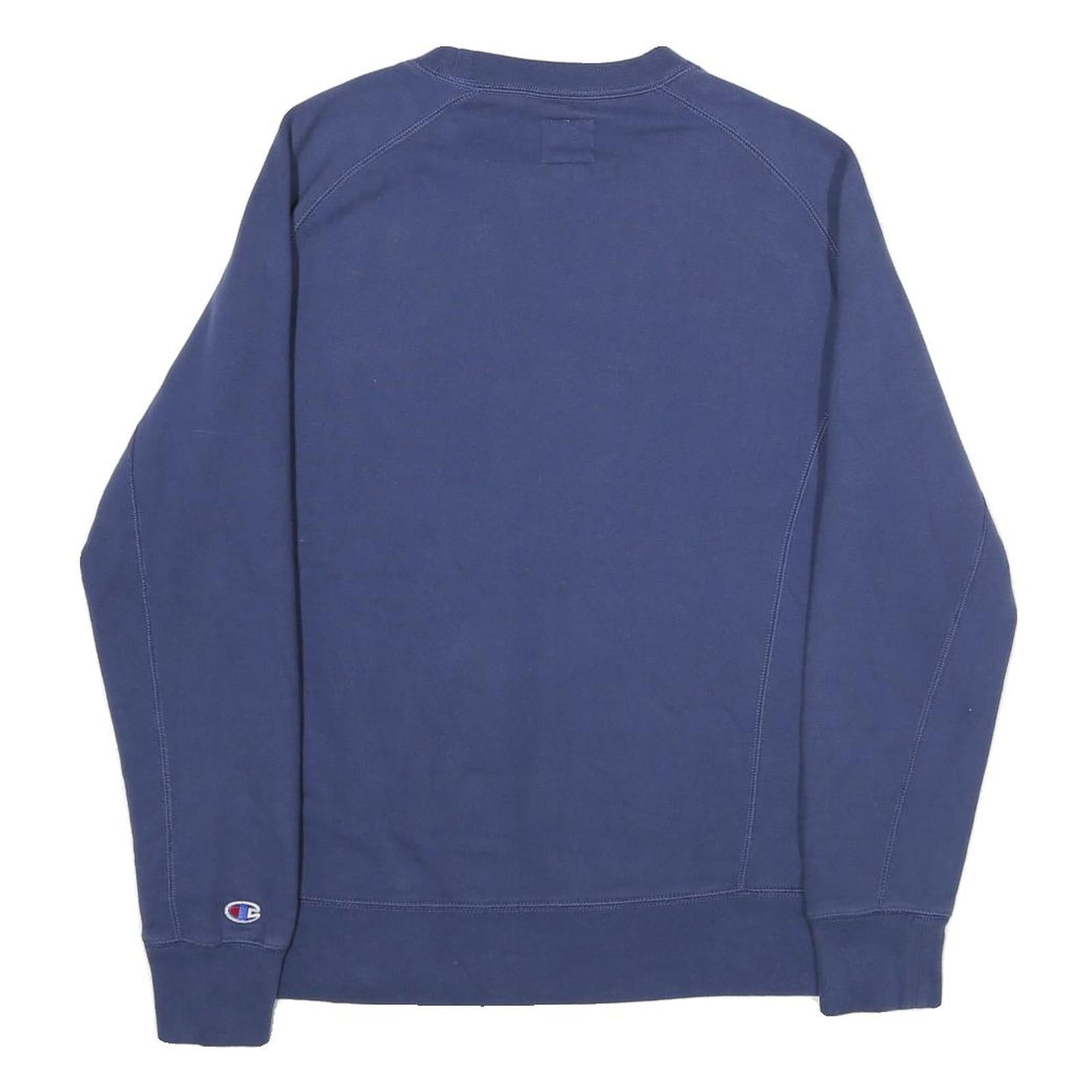 CHAMPION Mens Blue Crew Neck S Cotton Blend Logo Sweatshirt Pullover